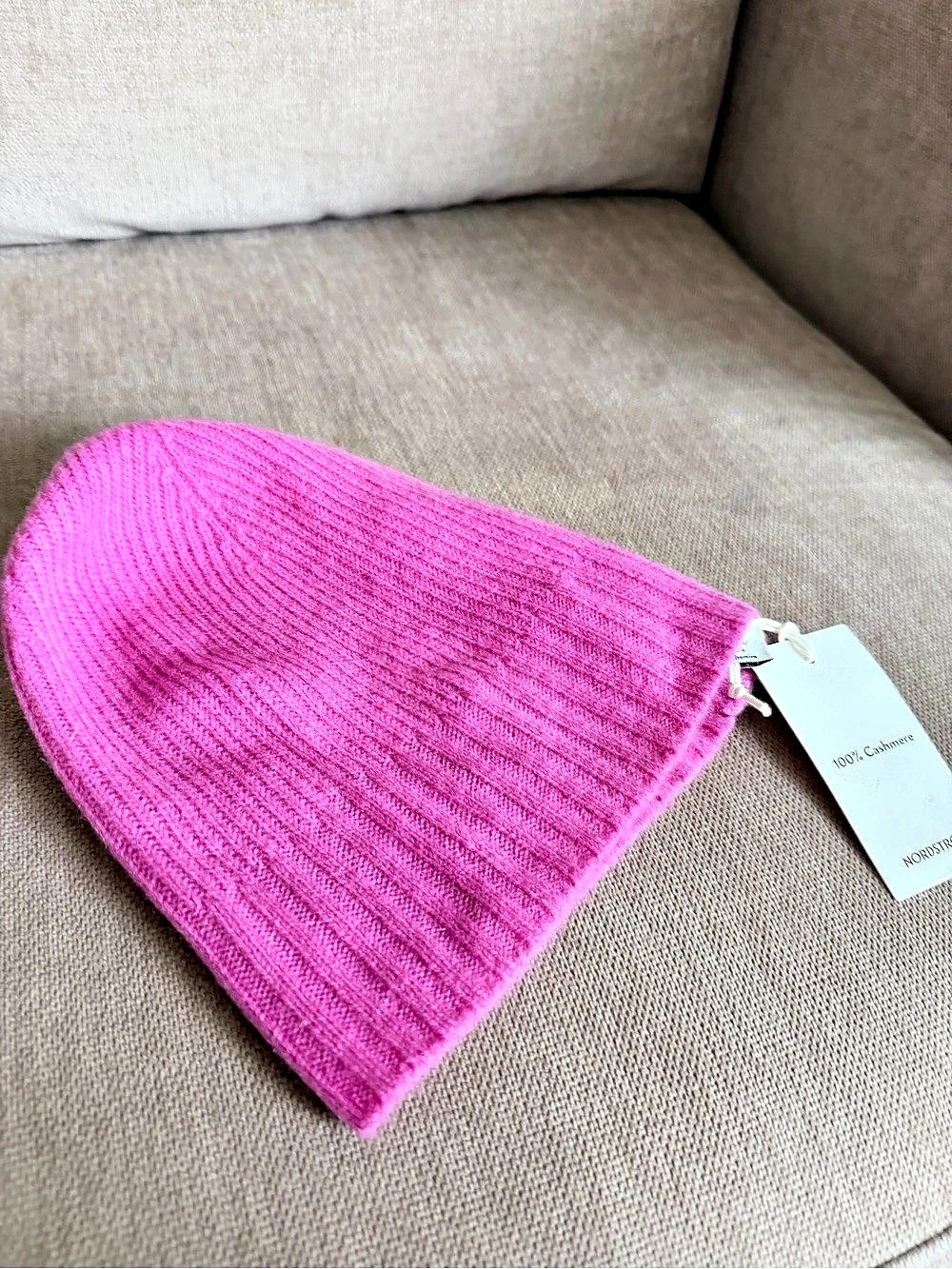 Nordstrom 100% Cashmere Knit Hat in Purple Orchid NWT